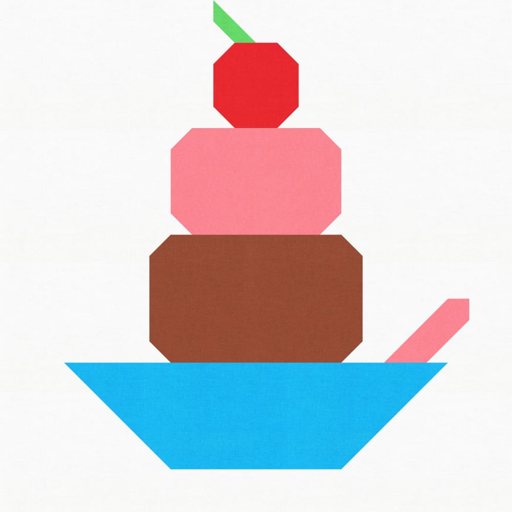 Ice Cream Sundae Quilt Block PDF Sewing Pattern