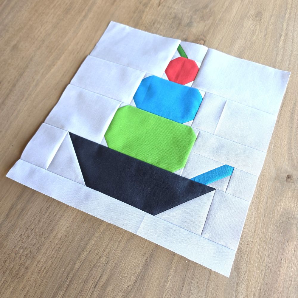 Ice Cream Sundae Quilt Block PDF Sewing Pattern