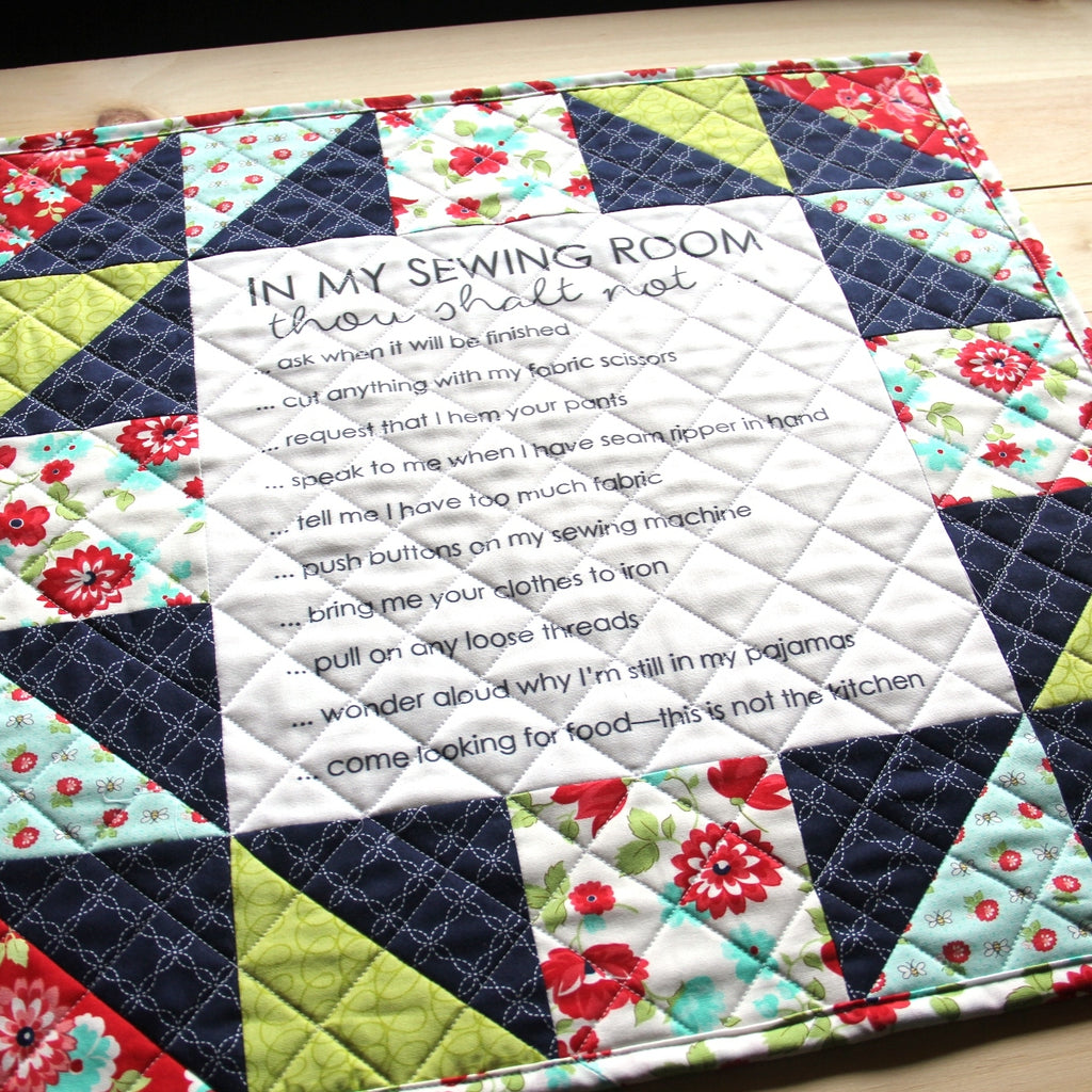 Sewing Room Rules Quilt Pattern and Fabric Panel
