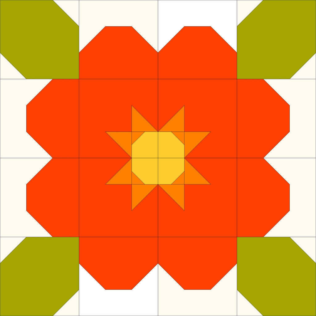 Summer Flower Quilt Block PDF Sewing Pattern