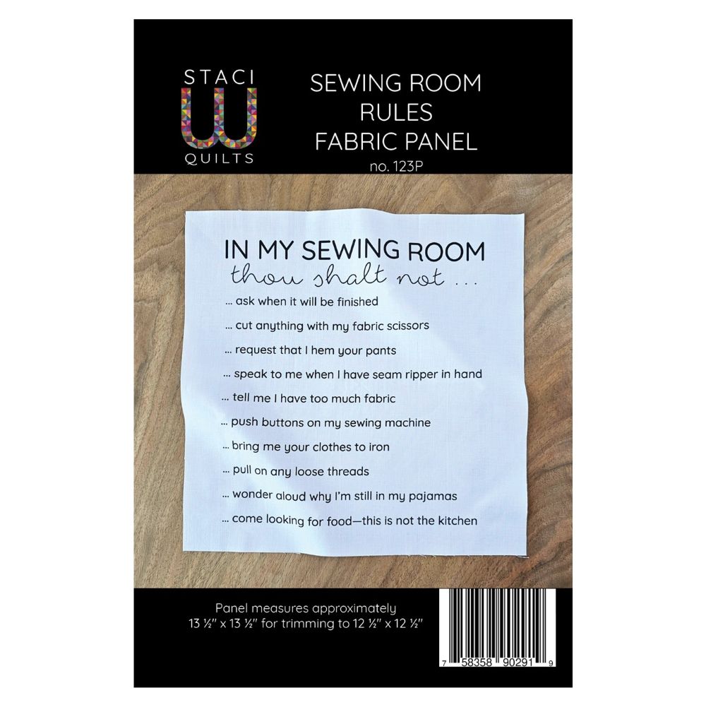 Sewing Room Rules Fabric Panel