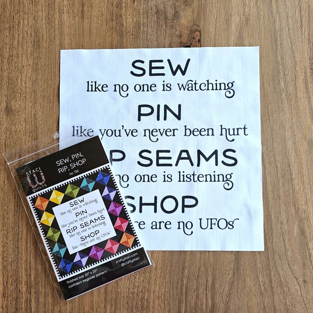 Sew, Pin, Rip, Shop Quilt Pattern and Fabric Panel