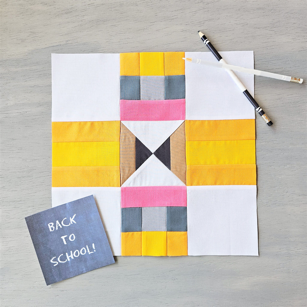 School Pencils Quilt Block PDF Sewing Pattern