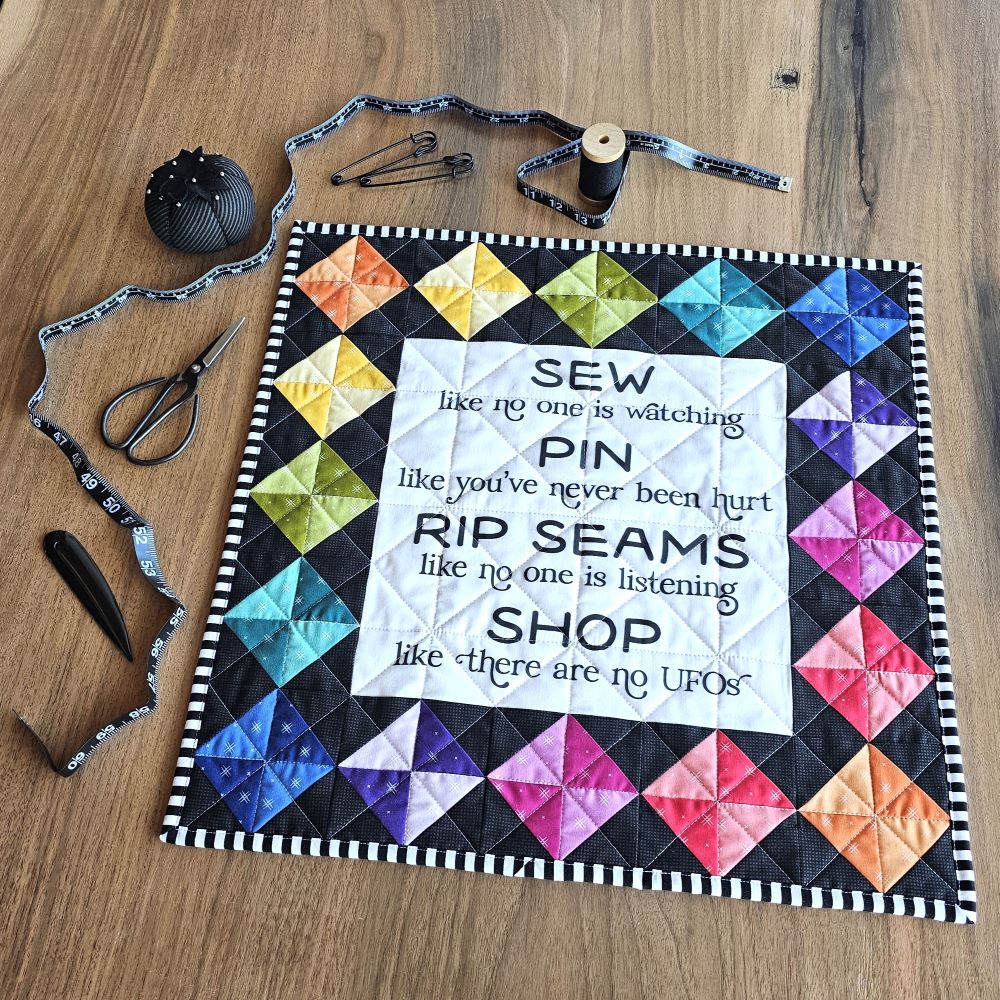 Sew, Pin, Rip, Shop Quilt Pattern and Fabric Panel