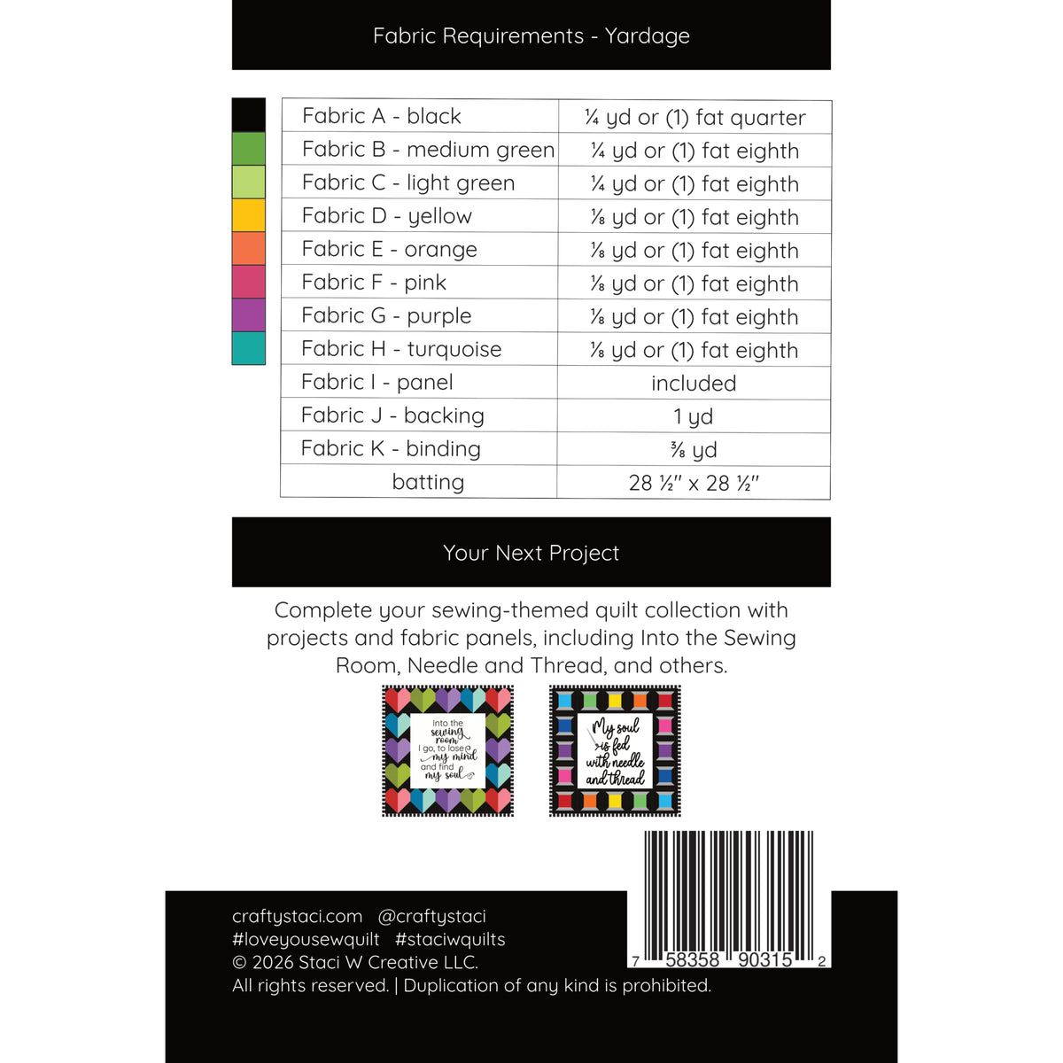 Love You Sew Quilt Pattern and Fabric Panel
