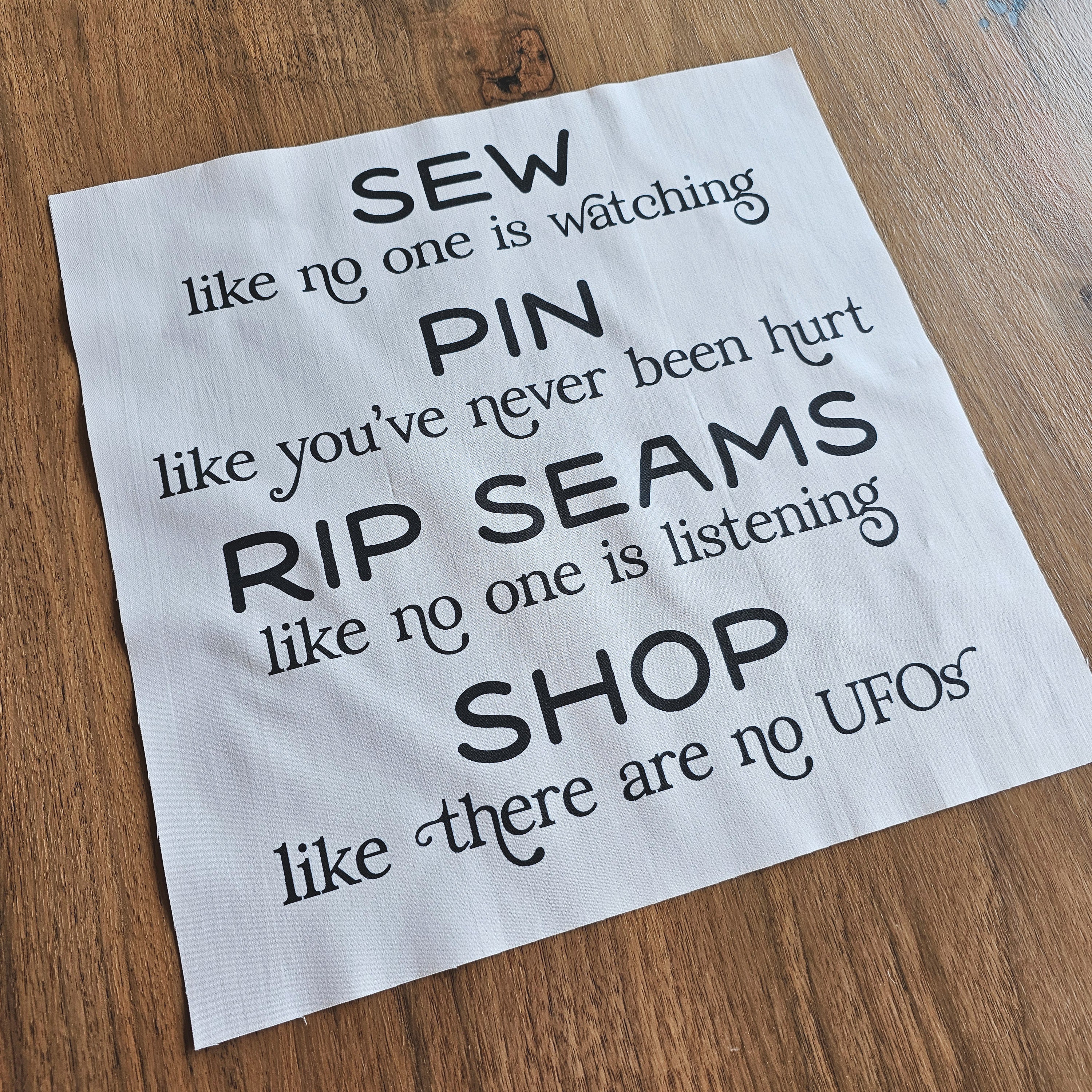 Sew, Pin, Rip, Shop Fabric Panel