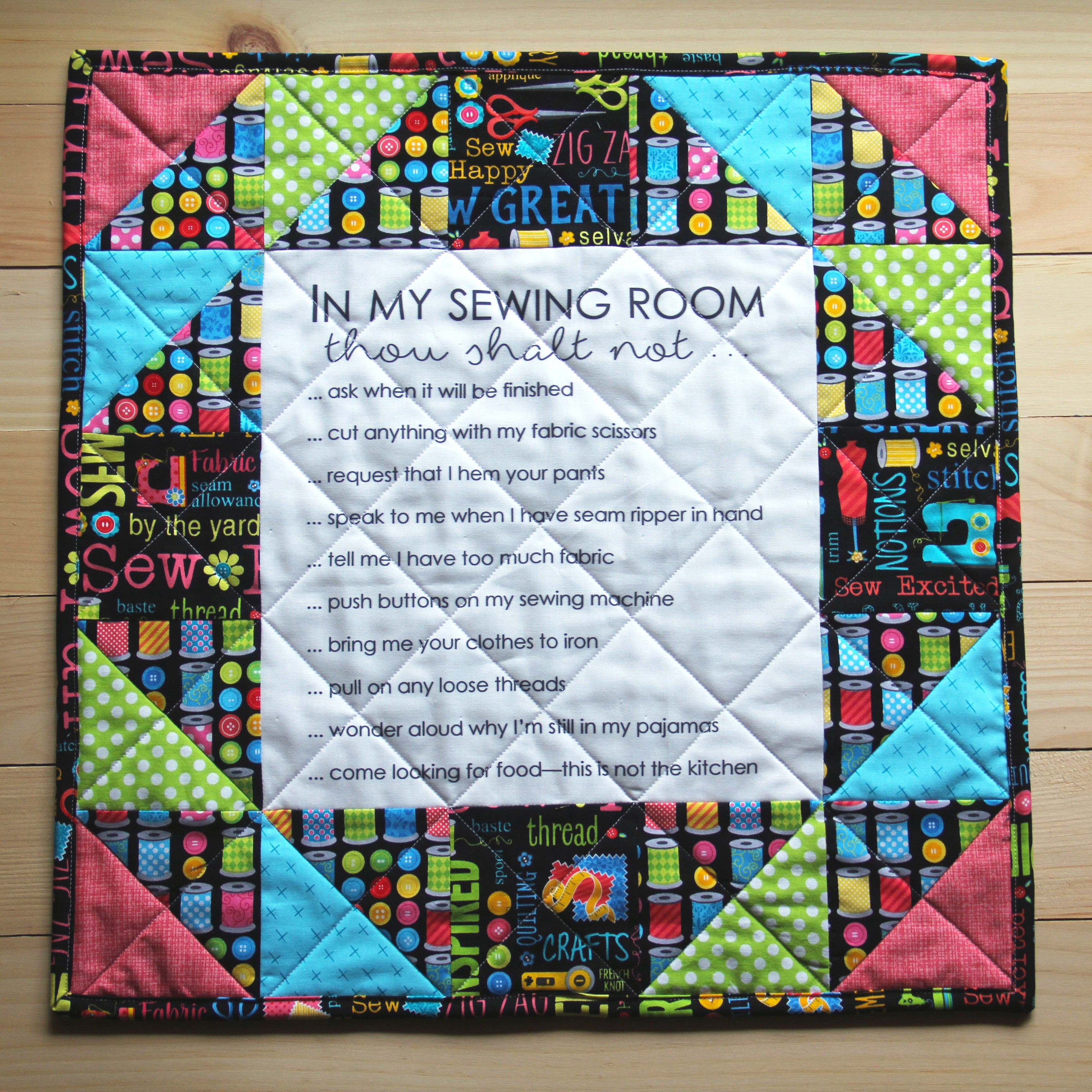 Sewing Room Rules Quilt Pattern and Fabric Panel