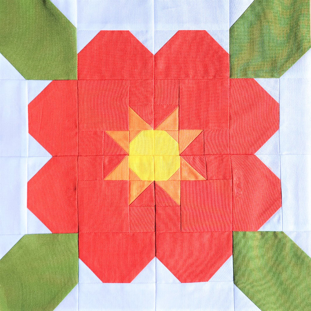 Summer Flower Quilt Block PDF Sewing Pattern