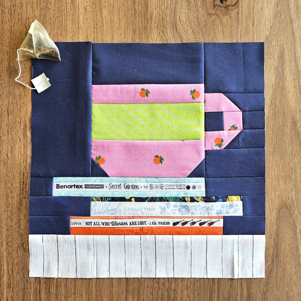 Tea and Books Quilt Block PDF Sewing Pattern