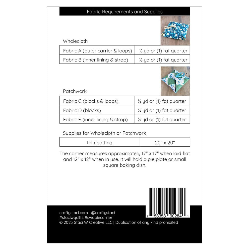 Pie Carrier Sewing Pattern