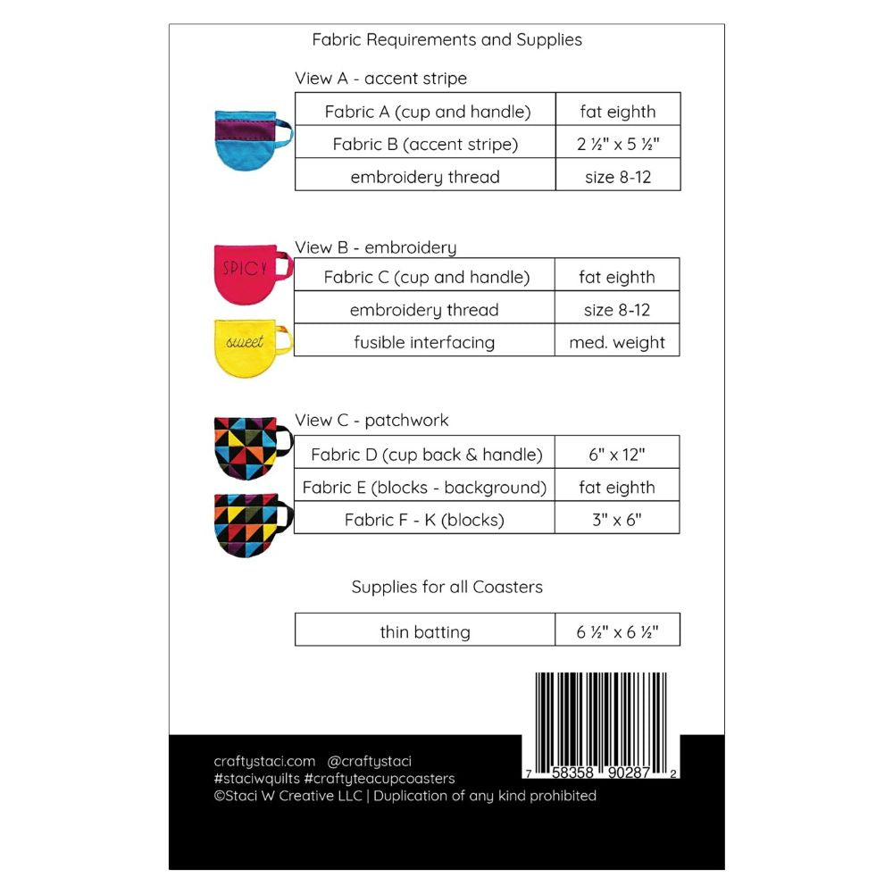 Teacup Coaster Sewing Pattern