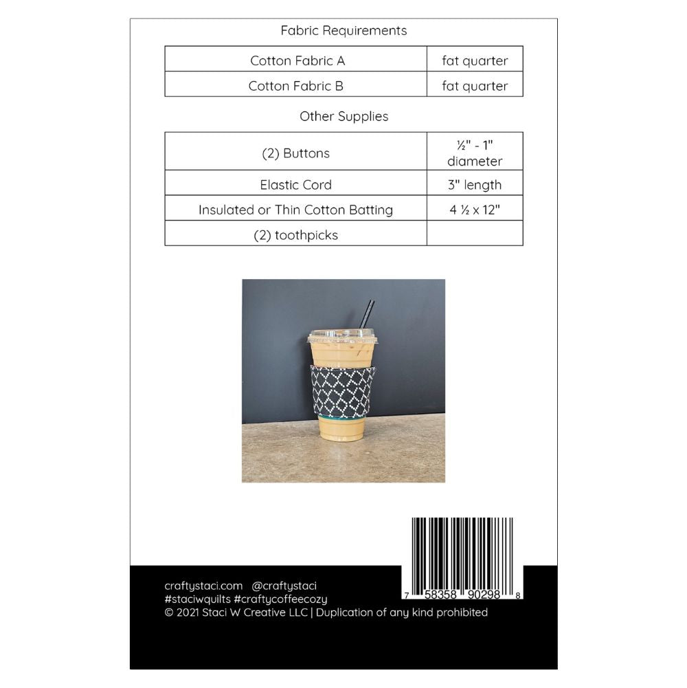Reversible Coffee Cozy Sewing Pattern