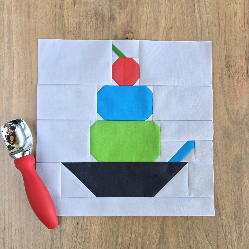 Ice Cream Sundae Quilt Block PDF Sewing Pattern
