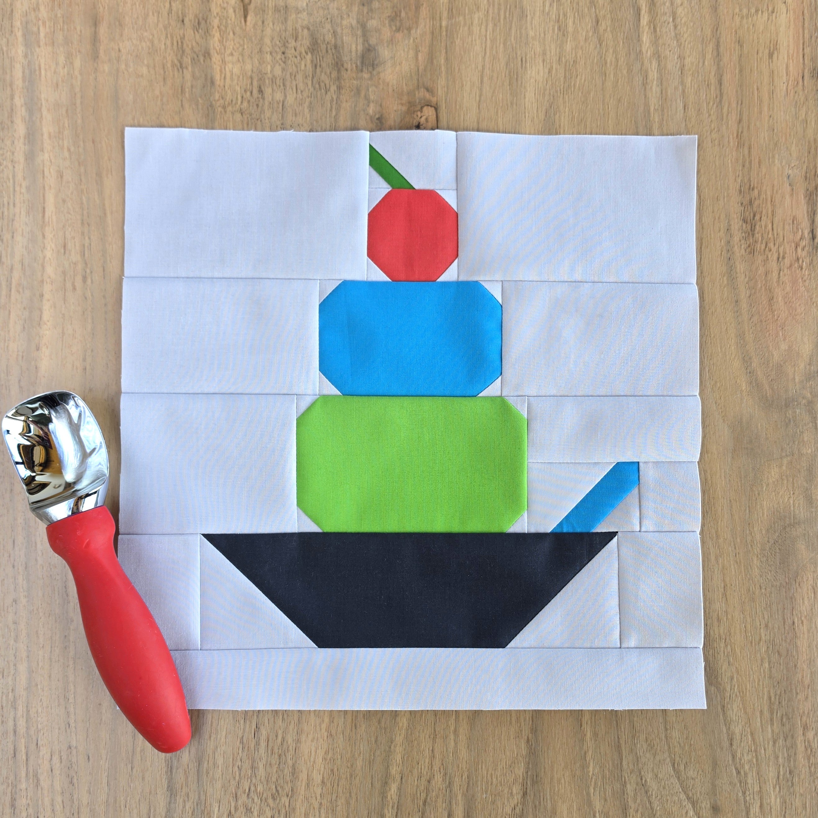 Ice Cream Sundae Quilt Block PDF Sewing Pattern