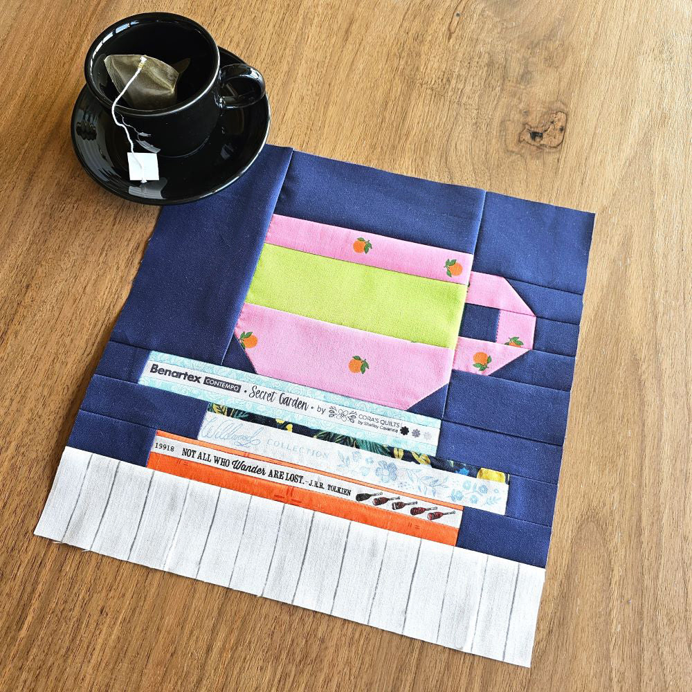 Tea and Books Quilt Block PDF Sewing Pattern